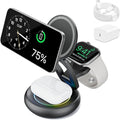 Wireless Cell Phone Charger Station 3 in 1 Magnetic Wireless Fast Charger Dock Stand for iPhone 16/15/14/13/12 Apple Watch and AirPods Pro 15W USB-C iPhone Wireless Charger Gray（20W Adapter）