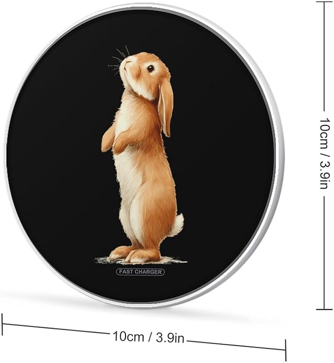 Lop-Eared Bunny Fast Portable Charger 10W Funny Graphic Phone Charging Pad with USB Cable