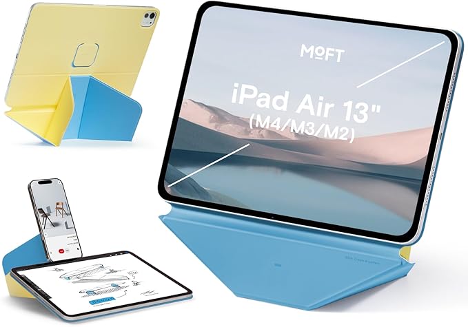 MOFT Dynamic Folio Tablet Stand for Desk Compatible with iPad Air 13-inch (M4 2026 /M3 2025 / M2 2024) Slim Magnetic Tablet Holder Case with 20+ Viewing Angles Panna Cotta x Faded Jeans