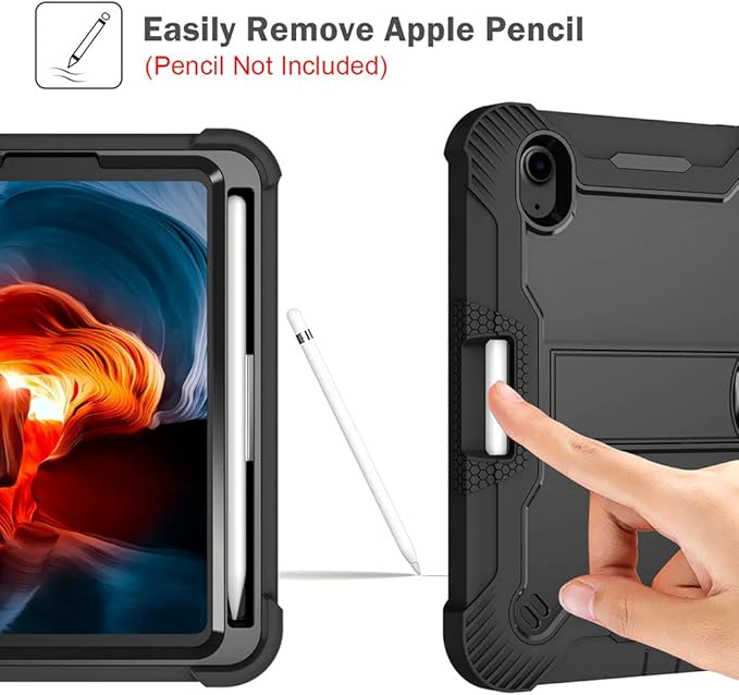 MAKEIT Case for iPad mini 7 (A17 Pro) 2024 iPad mini 6 Case (8.3-Inch2021 Model) with Pencil Holder Heavy Duty Shockproof Full Body Protective Case with Stand for iPad mini 6th/7th Generation Case