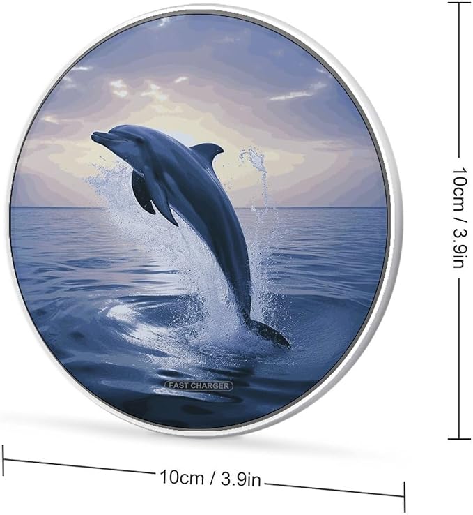 Elegant Dolphin Wireless Charger Fast Wireless Charging Pad with USB Cable 10W Anti-Slip Magnetic Wireless Charger Portable Slim Charger Puck Travel Charging Station