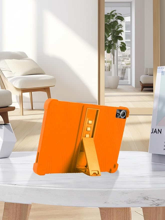 for Urao G140L 14 Inch Tablet CaseBOVUGAC Soft Silicone Adjustable Stand Shockproof Kids Friendly for Higrac G140L 14 Tablet(Orange)
