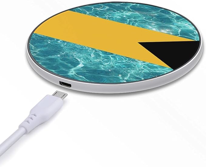 Bahamas Flag Ocean Wave Fast Portable Charger 10W Funny Graphic Phone Charging Pad with USB Cable
