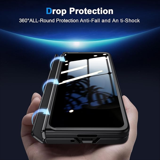 for Galaxy z-Fold-5 Multifunction Business Case: Privacy Screen Protector Hidden Kickstand Wireless Charging Thin Design for Business Professionals Phone Cover for Samsung z fold 5 5G 2023