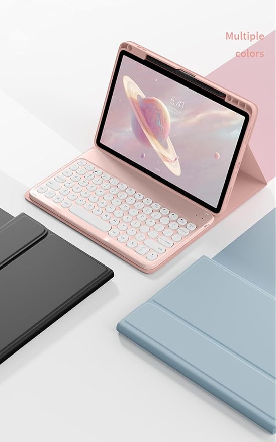 Keyboard Case for iPad Air 13 inch M3 M2/ iPad Pro 12.9 inch 6th 5th 4th 3rd Generation Magnetic Detachable Bluetooth Round Key Color Keyboard Cover (Mint Green)