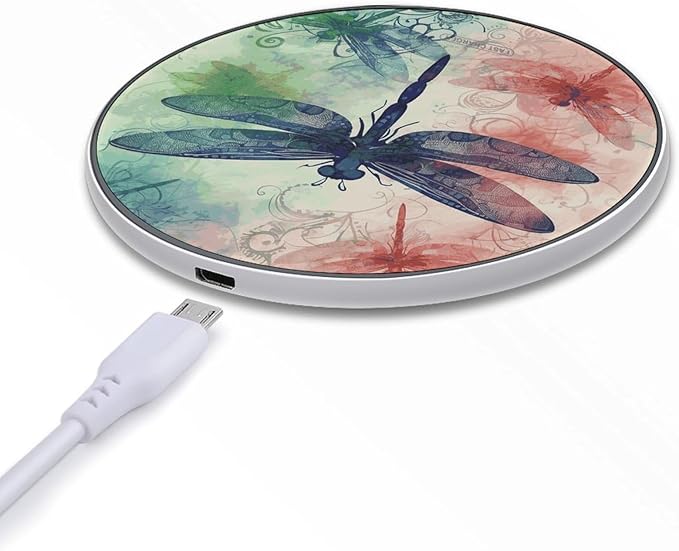 Modern Dragonfly Wireless Charger Fast Wireless Charging Pad with USB Cable 10W Anti-Slip Magnetic Wireless Charger Portable Slim Charger Puck Travel Charging Station