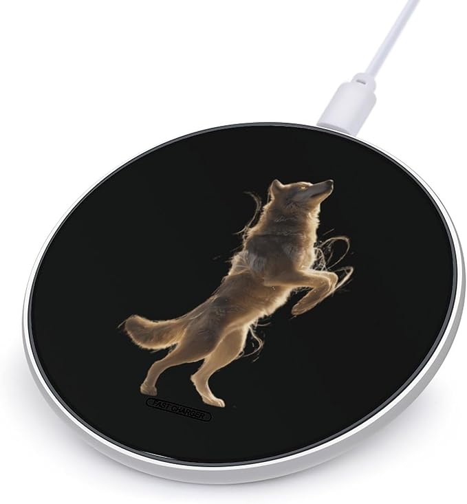 Glowing Wolf Dancing Fast Portable Charger 10W Funny Graphic Phone Charging Pad with USB Cable
