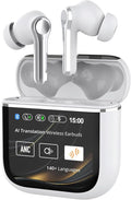 ANC/ENC Wireless Earbuds Bluetooth 6.0 in-Ear Headphones Touch Screen Control Waterproof with Charging Case and Silicone Tips