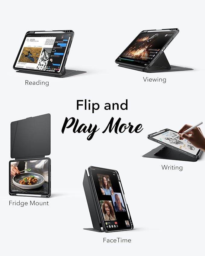 ESR for iPad Pro 11 Inch Case (M5/M4) 2025/2024 Vertical Stand Cover Multi Stand Angles Ultra-Stable Case with Pencil Holder Flip Series Black