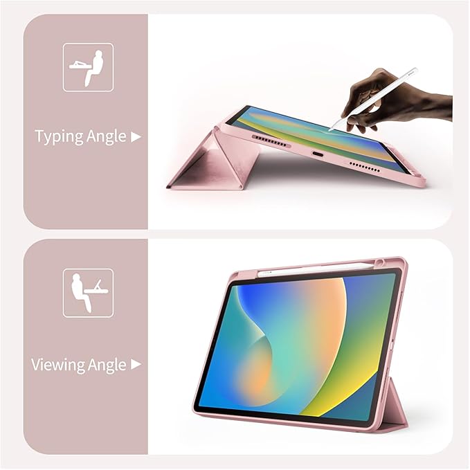 Cute Bunny Flower for iPad Pro 12.9 Inch Case 5th/6th Generation 2022/2021/2020 with Pencil Holder Foldable Pink Leather Cover Case Support Auto Sleep Wake