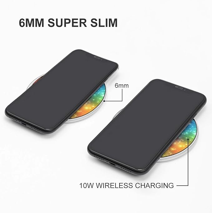 Colorful Fireworks Rainbow Stars Phone Charger Magnetic Charging Pad Anti-Slip with USB Cable