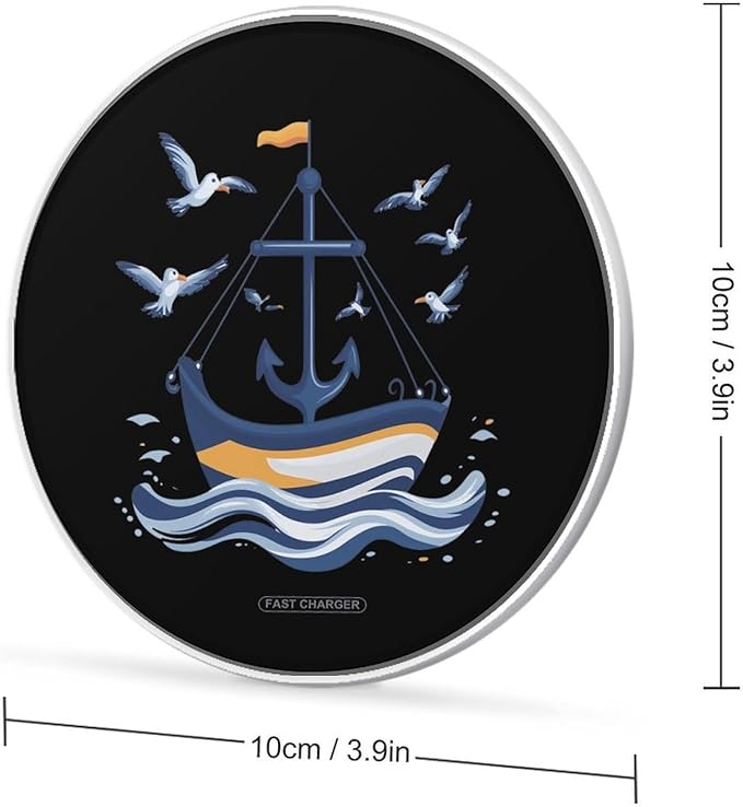 Boatanchors Printed Wireless Charger Anti-Slip Wireless Charging Pad Slim Charger Mat for Men Women