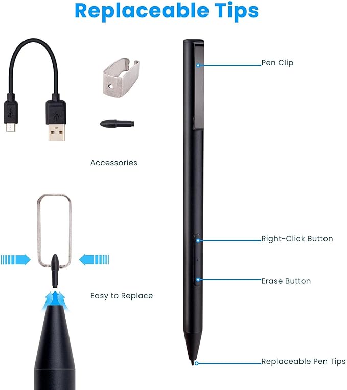 BoxWave Stylus Pen Compatible with Dell Inspiron 15 7000 2-in-1 (15.6 in) - ActiveStudio Active Stylus 2019 Electronic Stylus with Ultra Fine Tip - Jet Black