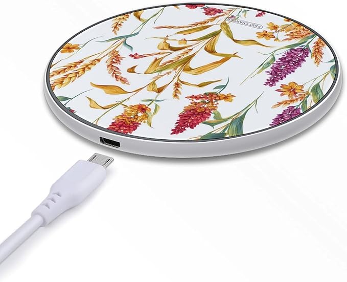 Wheat Sorghum Plants Phone Charger Magnetic Charging Pad Anti-Slip with USB Cable