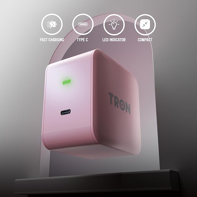 Tron 3 in 1 Qi Wireless Charger Mirror Pink Include led 6 ft Led Cable and 25w Power Adapter. Pink Color