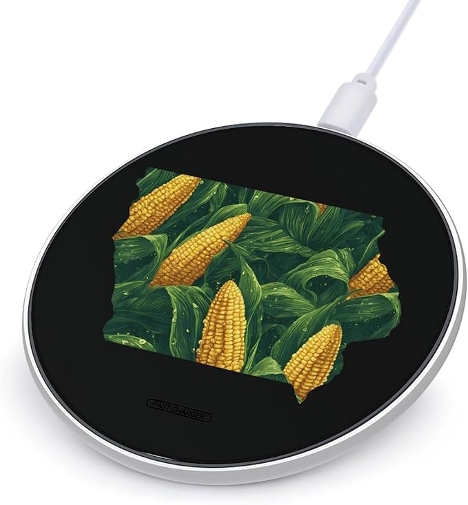 Iowa Map Corn Fast Portable Charger 10W Funny Graphic Phone Charging Pad with USB Cable