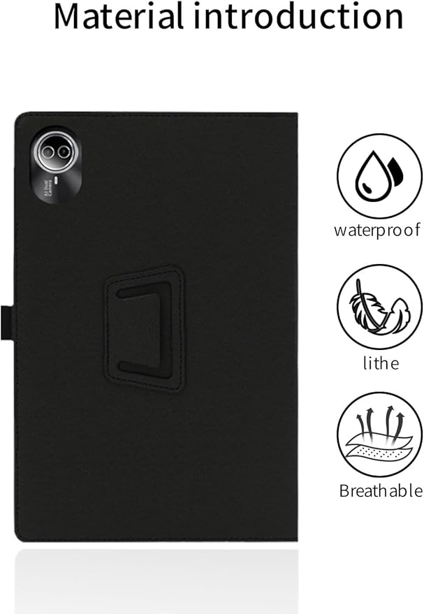 for Urao G140L 2025 14 Inch Android Tablet CaseBOVUGAC Folding Stand Protective Cover with Pencil Holder and Wrist StrapFull Protection Premium PUScratch Resistant(Black)