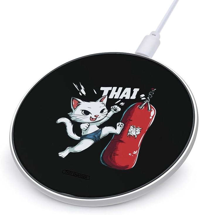 Muay Thai Cat Punching Bag Wireless Charger Anti-Slip Wireless Charging Pad Slim Charger Mat for Men Women