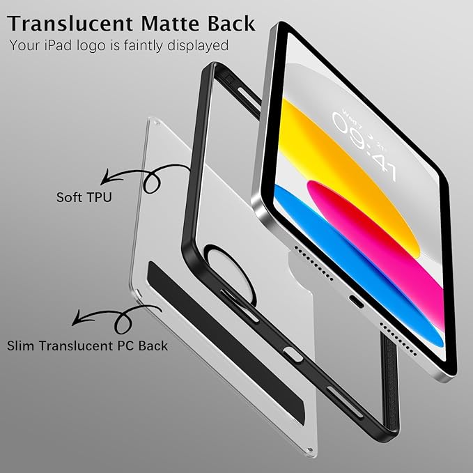 Telaso Magnetic Case for iPad (A16) 11th Generation 11 Inch 2025/ iPad 10th Generation 10.9 Inch 2022 with Invisible Portrait/Landscape Stand Hard Translucent Matte Back Protective Cover Black