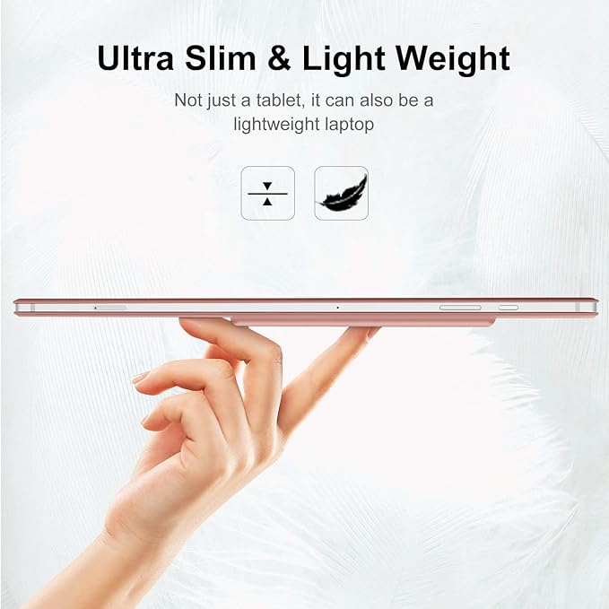 DUNNO Magnetic Case Cover for Samsung Galaxy Tab S10+ Plus 12.4-Inch 2024 / S9+ / S9 FE+ 12.4-Inch 2023 With S-Pen Holder Slim Lightweight Folio Tablet Case Auto Wake/Sleep (Rose Gold)