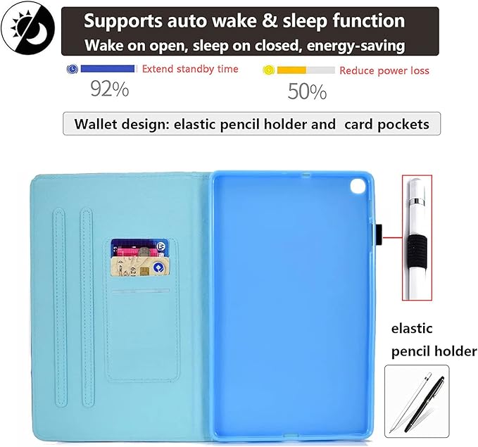 for Amazon Kindle Fire HD 10 Case 9th/7th/5th Generation (2019/2017/2015) 10.1 with Stand/Pencil Holder/Pockets [Auto Wake/Sleep] Magnetic Smart PU Leather Wallet Cover White Kitten Cat