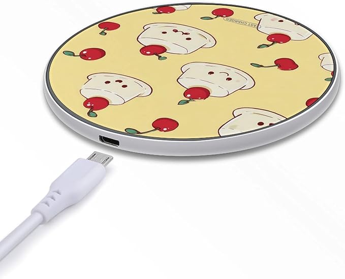 Panna Cotta Cakes with Cherries Phone Charger Magnetic Charging Pad Anti-Slip with USB Cable