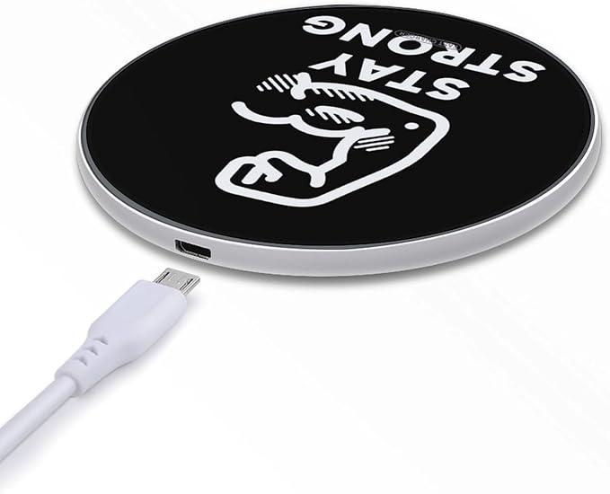 Stay Strong Muscular Arms Fast Portable Charger 10W Funny Graphic Phone Charging Pad with USB Cable
