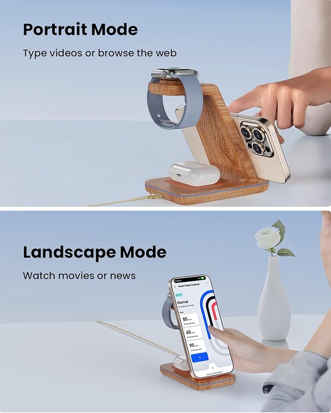 3 in 1 Wireless Charging Wireless Charger Stand for Multiple Apple Devices Wireless Charger for iPhone 17 16 15 14 13 12 11 Pro Max XS XR 8 Apple Watch 11 9 8 7 6 SE 5 4 3 2 AirPods 3/2/Pro