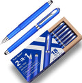 Gel Ink Rollerball Stylus Pen - 18 Pack0.38mm Gel Pen Extra Fine Point2 in 1 Capacitive Stylus PenBlue InkWriting Smoothly for OfficeBusinessGiftMetal Silver Clip