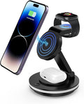 Foldable 3 in 1 Charging Station for iPhone Wireless Charger Stand with Magnetic Charging Station for iPhone 16 15 14 13 12 11 X Pro Max Watch AirPods Pro 3 2（B）