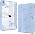 Teryeefi Case for iPad (A16) 11 inch 2025 &amp 10.9'' iPad 10th Generation 2022 3D Pattern Slim Lightweight Protective Cover with Stand Auto Wake/Sleep Function Clear PC +TPU Back Shell Blue Bow