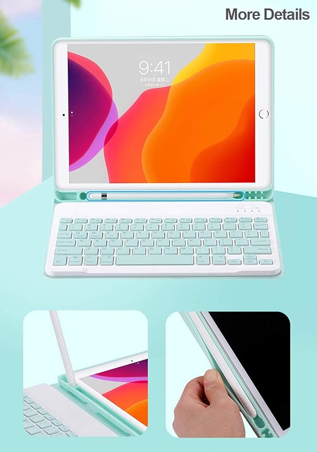 Galaxy Tab S10+ Plus/S9 FE+ Plus/Galaxy Tab S9+ Plus 12.4 Inch Case with Keyboard and Mouse Detachable Magnetic Keyboard Case with S Pen Holder for Galaxy Tab S10 Plus/S9Plus/S9FE Plus (Sky Blue)