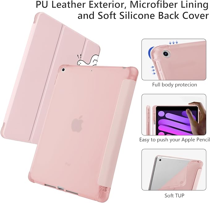 Cute Kawaii Duck for iPad Air 3 Case with Pencil Holder Auto Sleep/Wake Pink Leather Soft TPU Back Cover for iPad Pro 10.5 Inch 2017