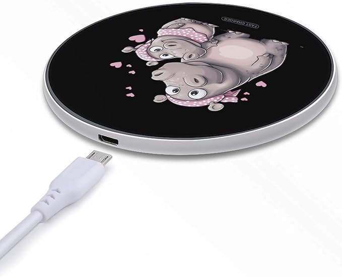 Hippos Family Hippopotamuses Wireless Charger Anti-Slip Wireless Charging Pad Slim Charger Mat for Men Women