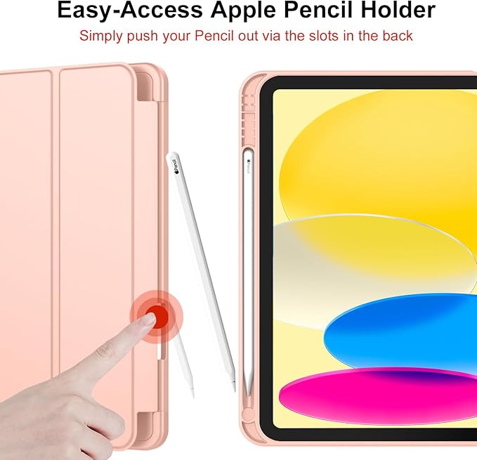 iMieet iPad (A16) Case 11th Gen/iPad 10th Generation Case [11-Inch 2025/10.9 Inch 2022] with Pencil Holder Trifold Stand Smart Cover with Soft TPU BackAuto Wake/Sleep(Bisque)