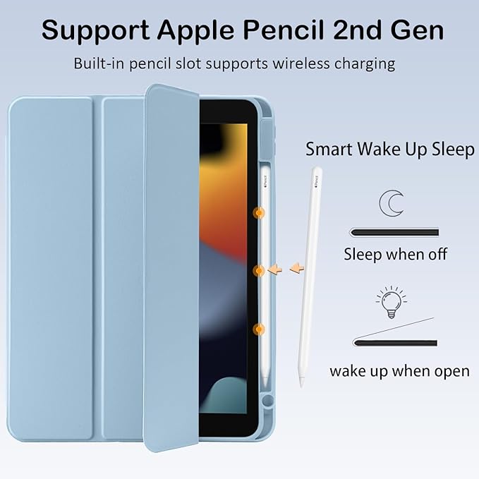 Cute Kawaii Duck for iPad Pro 13 Inch Case (M5/M4) 2025/2024 with Pencil Holder Auto Sleep/Wake Blue Leather Clear Acrylic Back Cover