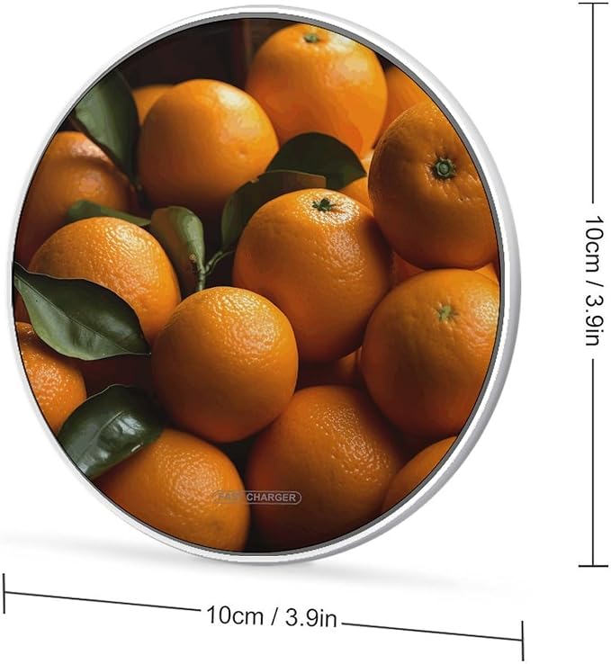 Pile of Oranges Wireless Charger Fast Wireless Charging Pad with USB Cable 10W Anti-Slip Magnetic Wireless Charger Portable Slim Charger Puck Travel Charging Station
