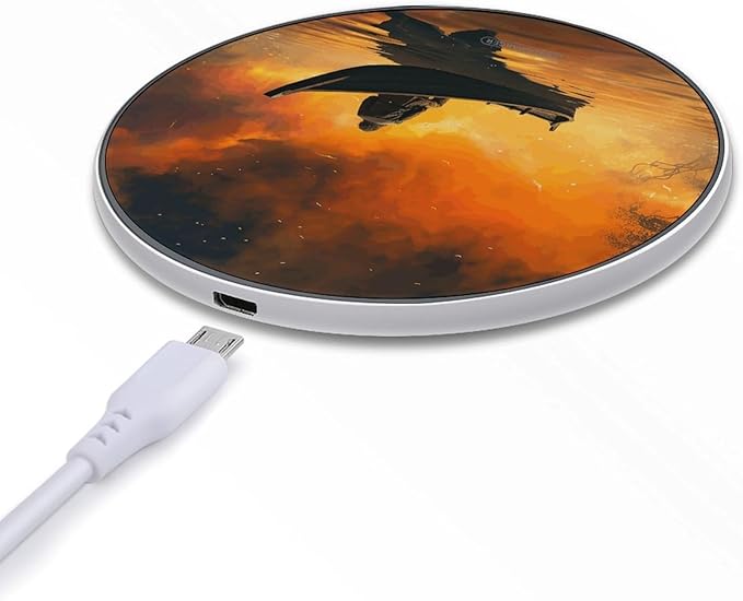 Man and Boat Wireless Charger Fast Wireless Charging Pad with USB Cable 10W Anti-Slip Magnetic Wireless Charger Portable Slim Charger Puck Travel Charging Station