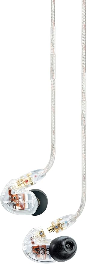 Shure SE535-CL Professional Sound Isolating Earphones High Definition Sound + Natural Bass Three Drivers in-Ear Fit Detachable Cable Durable Quality - Clear
