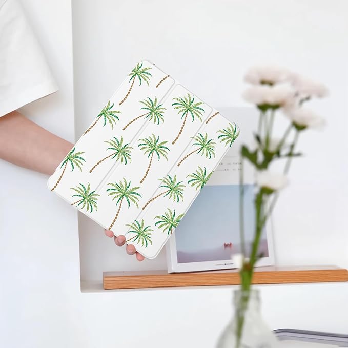 Cute Palm Tree Beach for iPad Pro 11 Inch Case 4th/3rd/2nd Generation 2022/2021/2020 with Pencil Holder Auto Sleep/Wake Leather Soft TPU Back Cover