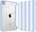 Mektron Case for M5/ M4 iPad Pro 11 inch 2025/2024 with Pencil Holder Compatible Models: A3357/A3358/A3359/A2836/A2837/A3006 Shockproof Cover Clear Shell Blue Striped