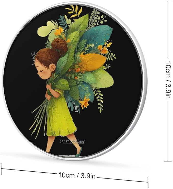 Bouquet Girls Flowers Phone Charger Magnetic Charging Pad Anti-Slip with USB Cable