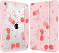 May Chen Case for iPad Air 13 Inch M4 2026 M3 2025 M2 2024 [Built-in Pencil Holder] Shockproof Cover with Clear Transparent Back Shell Auto Sleep/Wake Cover Coquette Cherry