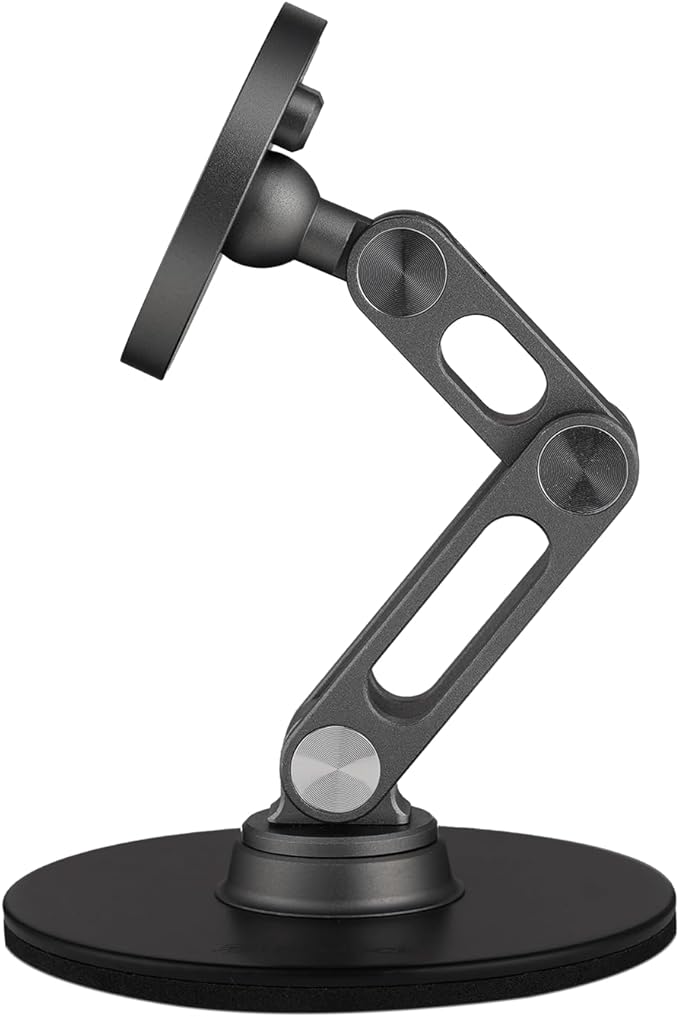 ClikDock Cell Phone Magnetic Wireless Charger Stand 360° Spin Aluminum Construction Compatible with MagSafe Phones for iPhone &amp Andriod (Space Grey)