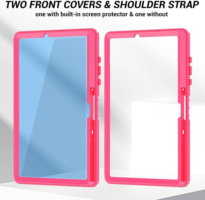 Case for Samsung Galaxy Tab S10 Lite / S10 FE / S9 FE 5G / S9 Tablet Case 10.9''/ 11'' with Screen Protector Pen Holder 360°Rotate Hand Strap/Stand Shoulder Strap Rose Red
