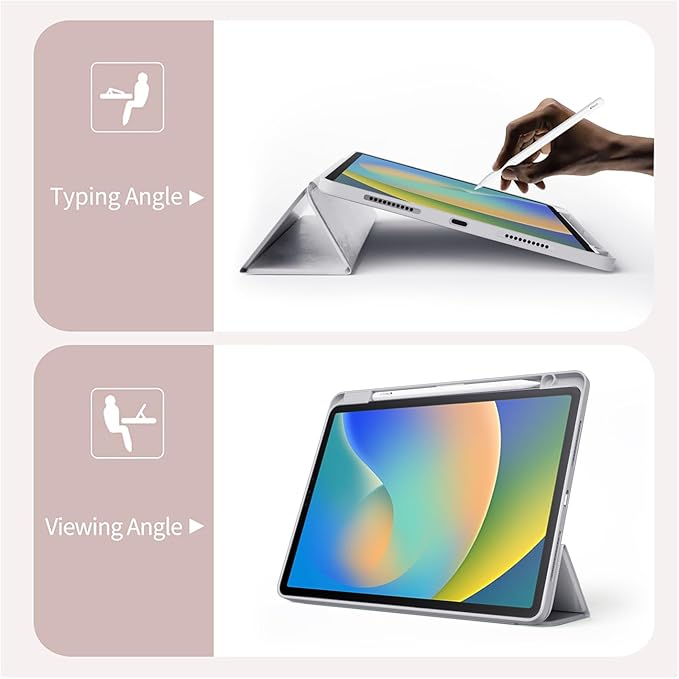 Cute Sunflower for iPad Air 11 Inch Case 2024 with Pencil Holder Foldable Grey Leather Cover Case Support Auto Sleep Wake