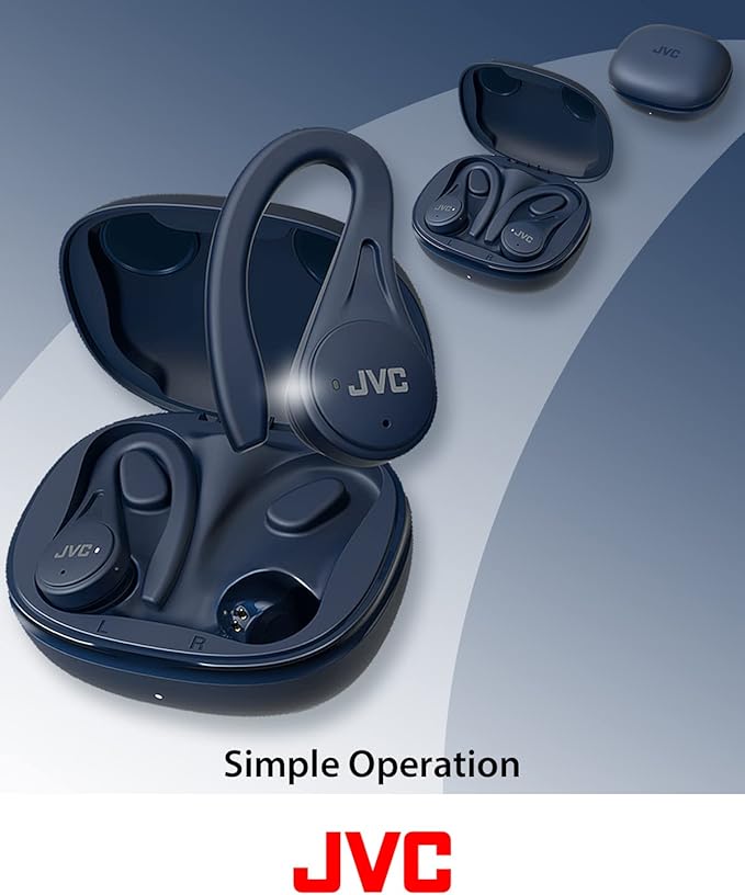 JVC Sport True Wireless Earbuds Headphones Lightweight and Compact Long Battery Life (up to 30 Hours) High Quality Sound with Neodymium Magnet Driver Water Resistance (IPX5) - HAEC25TB (Black)
