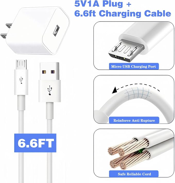 2 × (5v1a white+micro usb cable)