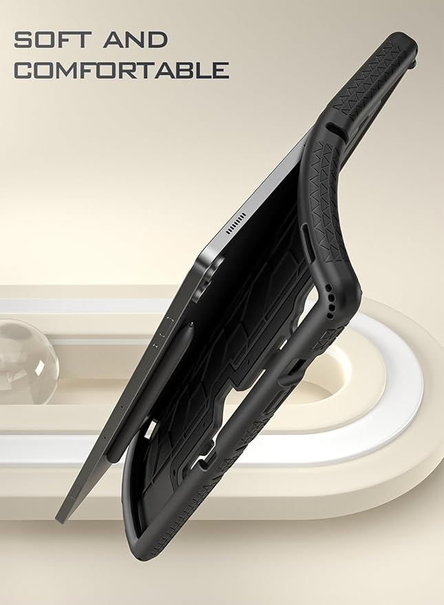 Poetic TurtleSkin Case for Samsung Galaxy Tab S9 FE+ Plus (2023 Release) 12.4 inch Case with S Pen Holder Heavy Duty Shockproof Kids Friendly Protective Silicone Cover Black
