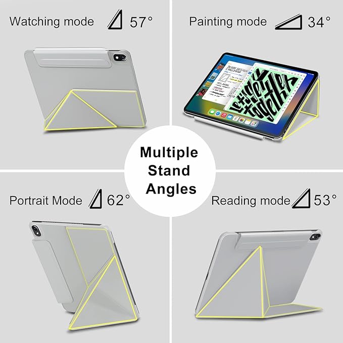 for iPad Air 11 Inch Case M4/M3/M2(2026&amp2025&amp2024)Slim Powerful Magnetic iPad Air 5/4th Case 10.9 Inch4 Standibg AnglesVertical Stand Coverwith Auto Wake/Sleep and with Pencil Holder - Gray
